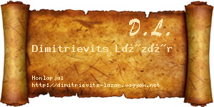 Dimitrievits Lázár névjegykártya